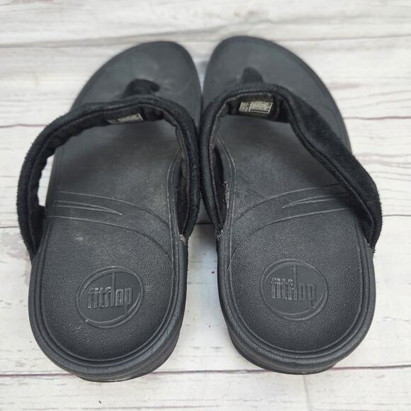 Fitflop Women's Toe Thongs Size 7 Black Sandals Flip Flops Fit Flops - Picture 3 of 6